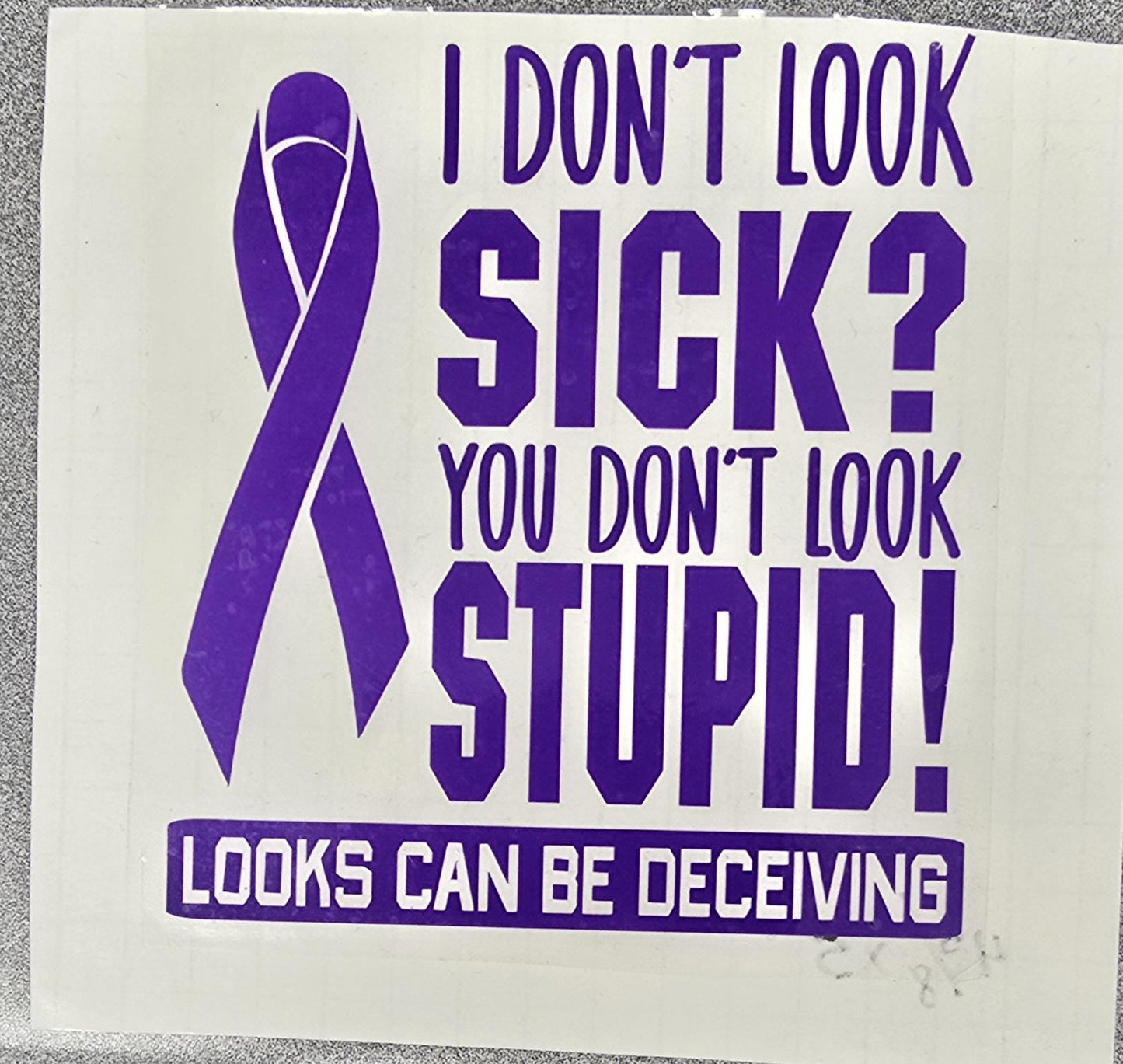 Lupus Awareness Vinyl Decal, Purple Ribbon, Funny Quote