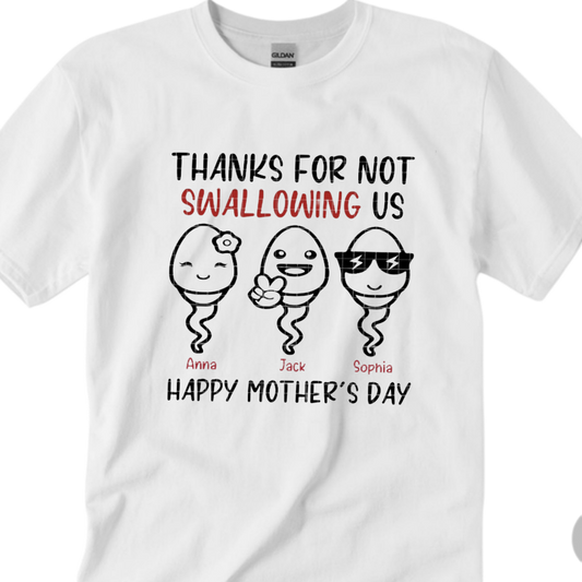 Mother's day humor t-shirt, Personalized with names, Softstyle gildan unisex size T-shirts shortsleeve