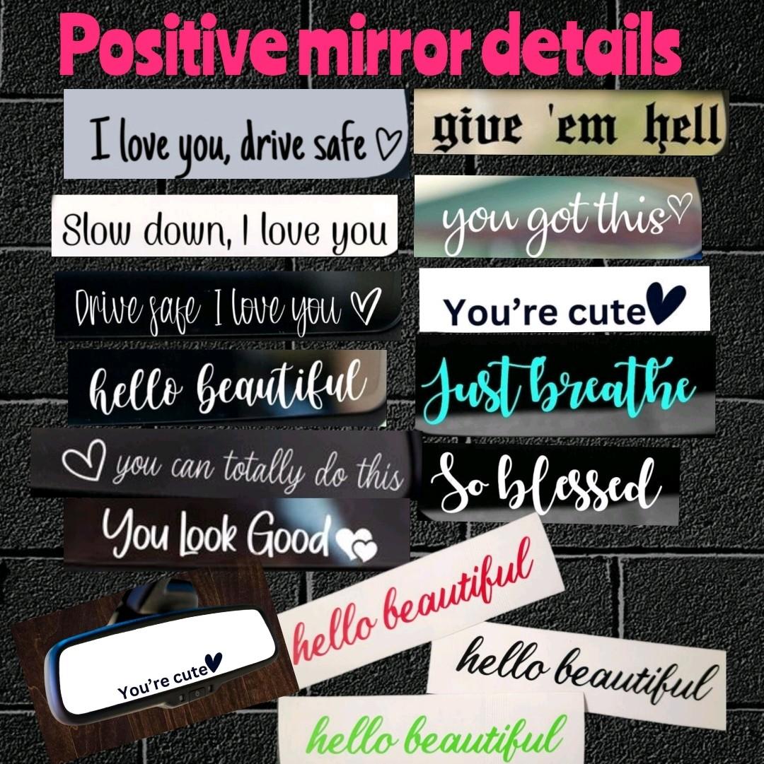 12 Positive Mirror Detail Stickers, Funny Affirmation Decal, Car Mirror Sticker, Positive Reminder