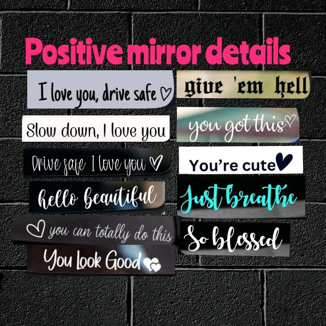 12 Positive Mirror Detail Stickers, Funny Affirmation Decal, Car Mirror Sticker, Positive Reminder