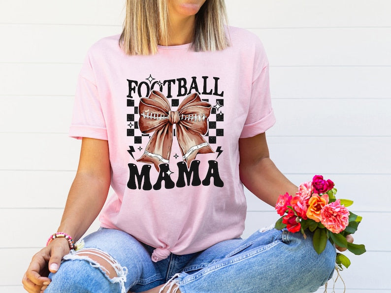 Football Mama Shirt, Game Day Shirt, Football Coquette Bow Sweatshirt, Football Season Tee, Fall Football Season Shirt, Sports Gift