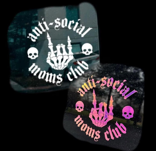 Anti-social moms club Decal sticker | Easy Application | Rearview Mirror Car Decal | Mirror Decal | Decal | Gift for Her | Car Mirror Decal