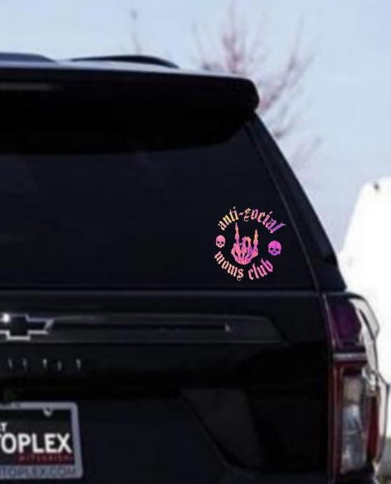 Anti-social moms club Decal sticker | Easy Application | Rearview Mirror Car Decal | Mirror Decal | Decal | Gift for Her | Car Mirror Decal