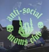 Anti-social moms club Decal sticker | Easy Application | Rearview Mirror Car Decal | Mirror Decal | Decal | Gift for Her | Car Mirror Decal