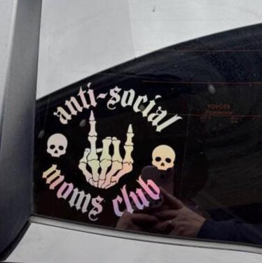 Anti-social moms club Decal sticker | Easy Application | Rearview Mirror Car Decal | Mirror Decal | Decal | Gift for Her | Car Mirror Decal
