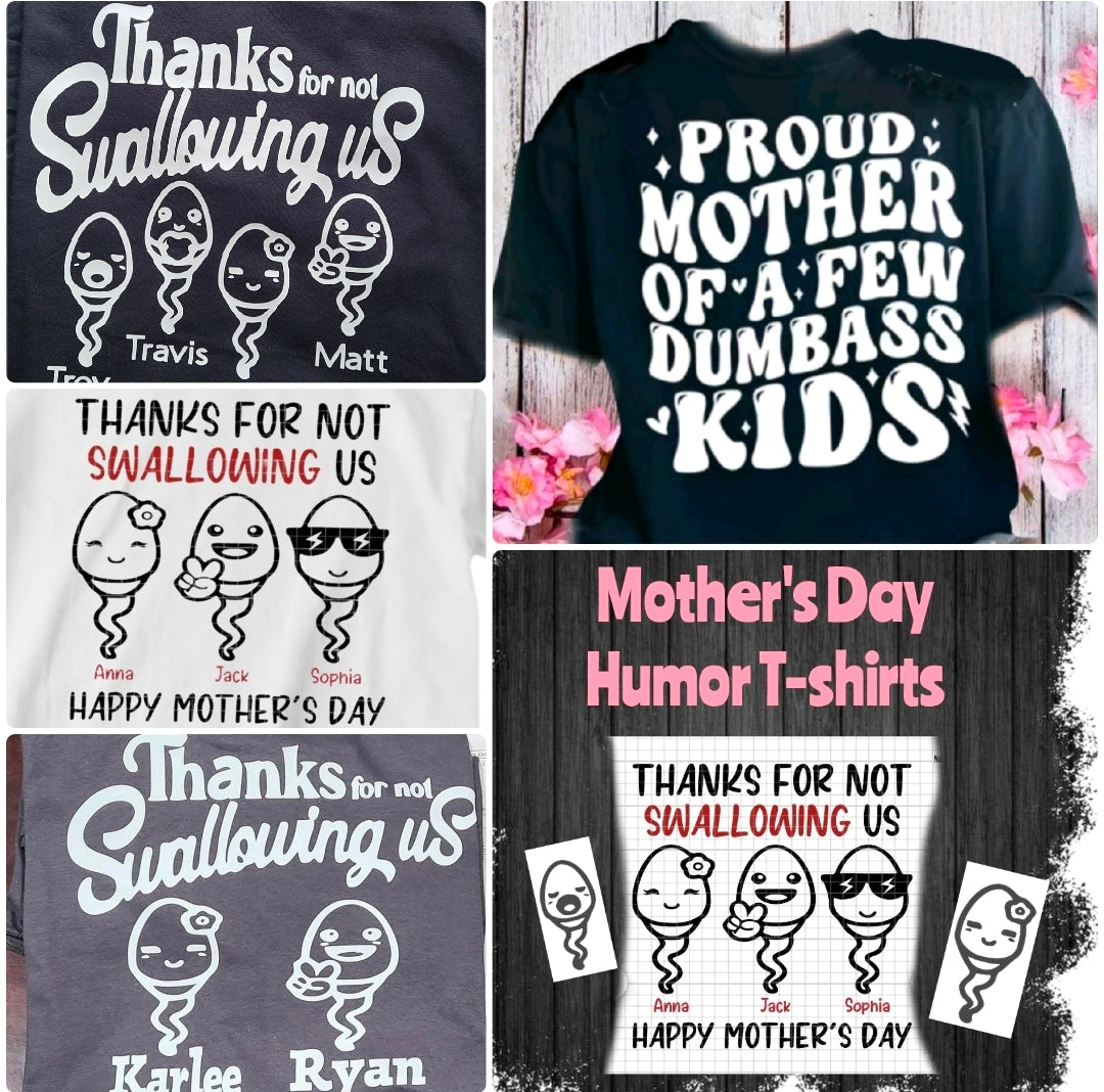 Mother's day humor t-shirt, Personalized with names, Softstyle gildan unisex size T-shirts shortsleeve