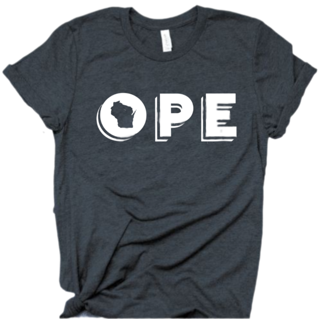 Funny Wisconsin T-shirt, OPE T-Shirt | Wisconsin Slang | Midwest Gift| Midwest is Best Adult Unisex Clothing | Funny Travel Camp Wisconsinite