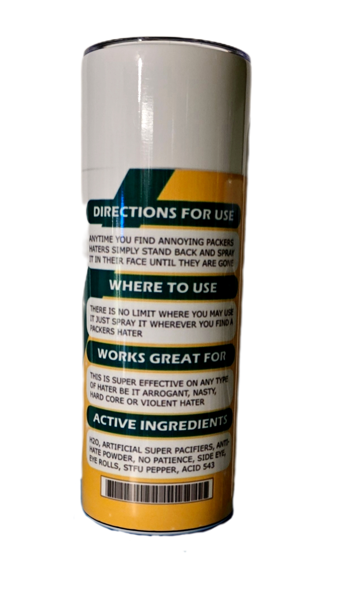 NFL Teams Hater be gone spray 20oz Skinny Stainless-steel Tumblers that comes with a lid, metal straw and clean brush. Hot or cold for hours. Makes great gifts.