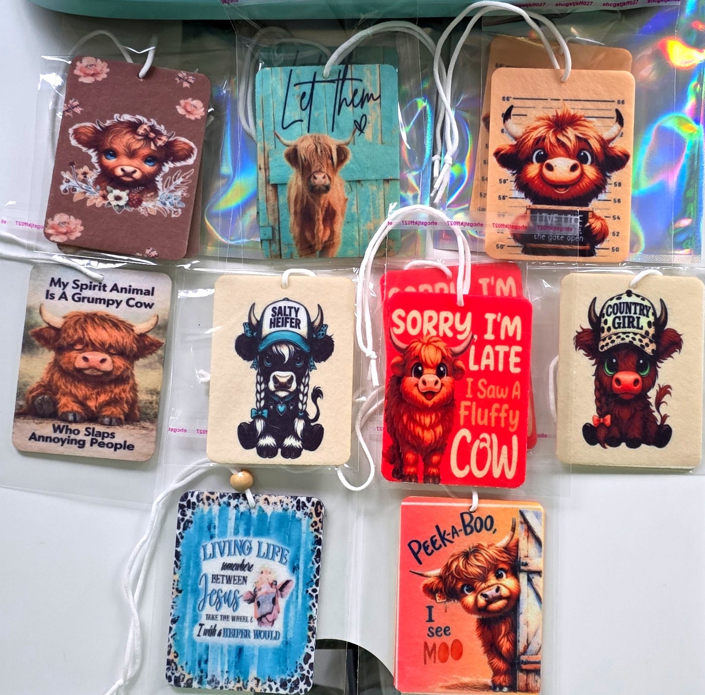 Highland Cows scented car fresheners and decor, gifts, co-worker gift,