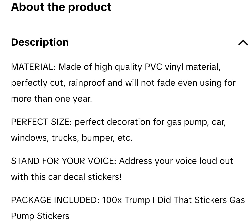 100pcs Trump I Did that Stickers Gas Pump Stickers Decal, Anti Trump Stickers, Fuck Donald Trump Mega Merchandise