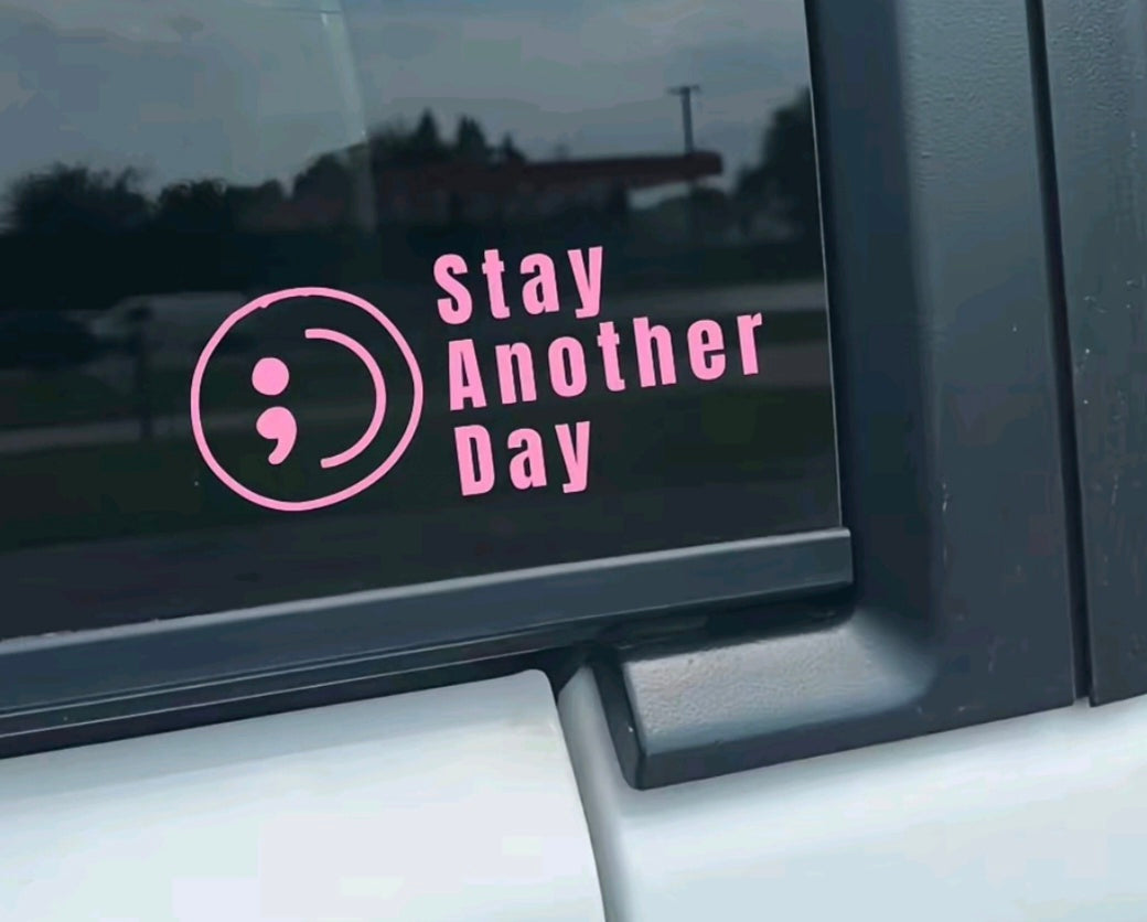 SAD Stay Another Day detail window sticker, Mental health awareness