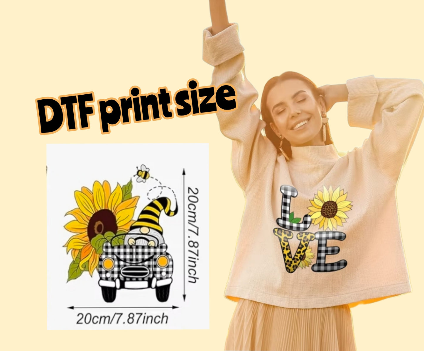 4 Sunflower &Gnome DTF transfers, t-shirt transfers, tote bag transfers, Pillow DTF prints